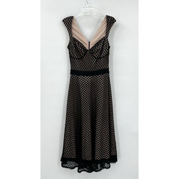 BETTIE PAGE queen of pinups dress fit flare vintage inspired lace black 10 - Picture 2 of 7